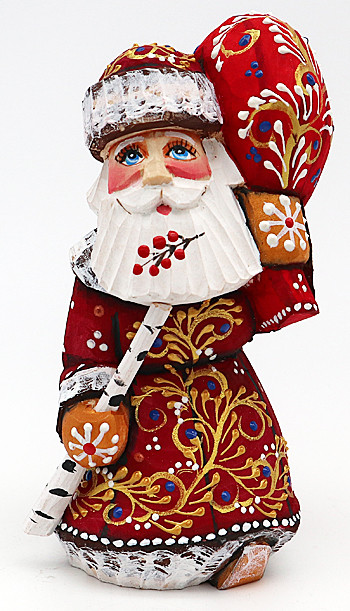アントステラサンタクロース人形 Walking Santa with Birch Staff - Red Coat | Grandfather Frost