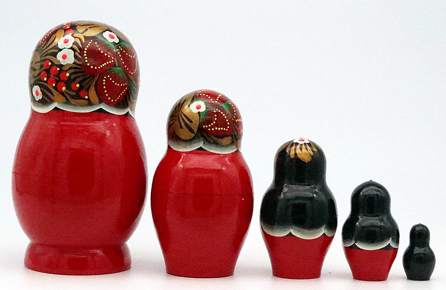 5 Poupées russes H19 cm exclusive Palekh peint main signé Matriochka Nested Doll