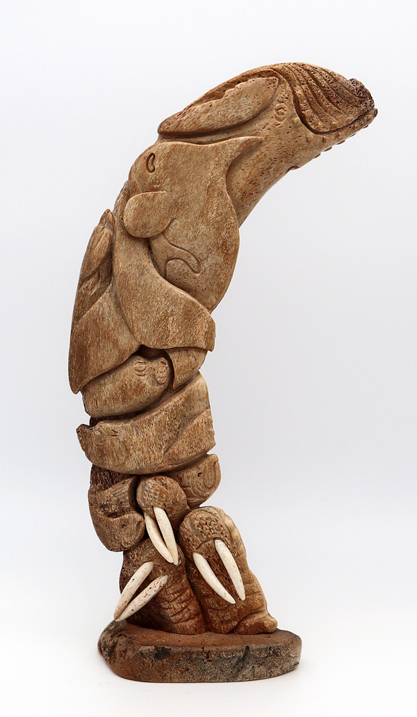 Two Whales - Shoulder Blade Carvings by Eugene Romanenko