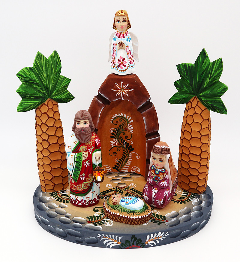 Hand Carved Nativity Scene Set