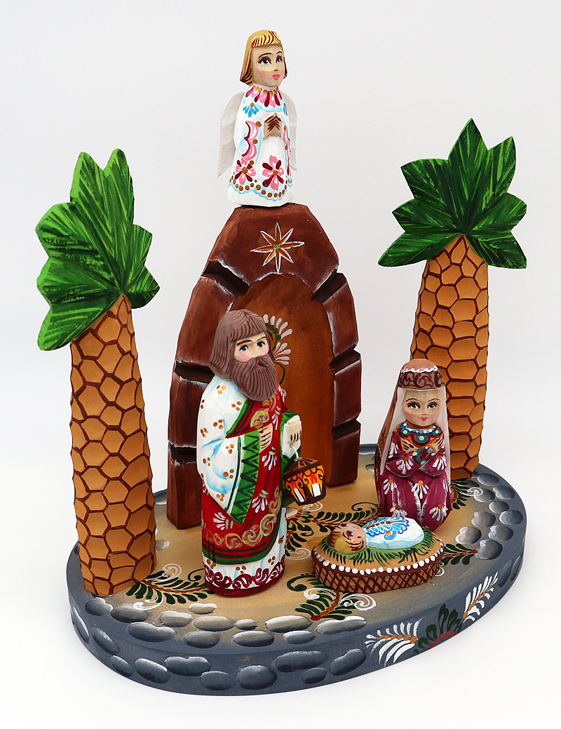 Hand Carved Nativity Scene Set