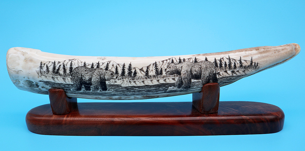 Red Fox Scrimshaw by Dennis Sims