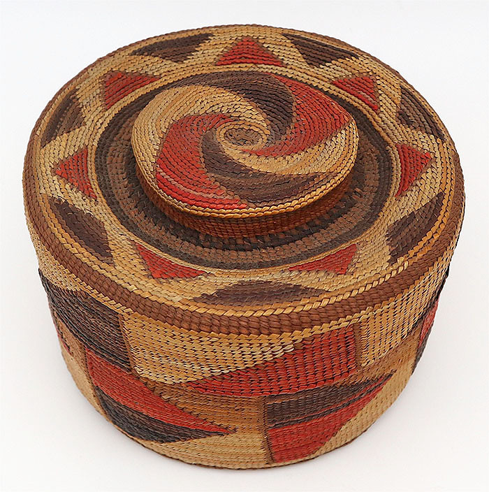 Antique Tlingit Native Hand Woven Basket - Rattle-Top