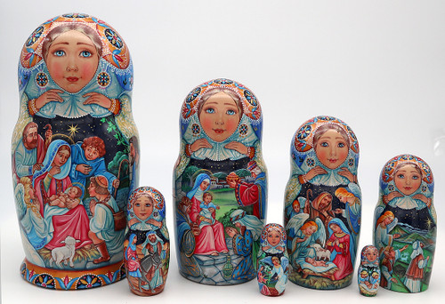 Nativity by Olga Sukhovei | Religious Theme Matryoshka Nesting Doll