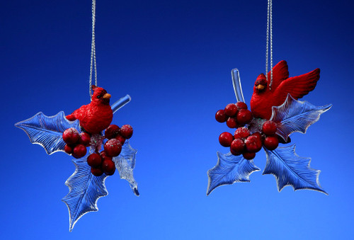 Cardinal Holly Leaves | Russian Christmas Ornament