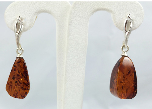 Amber Earrings, Natural Shape Dangle | Baltic Amber