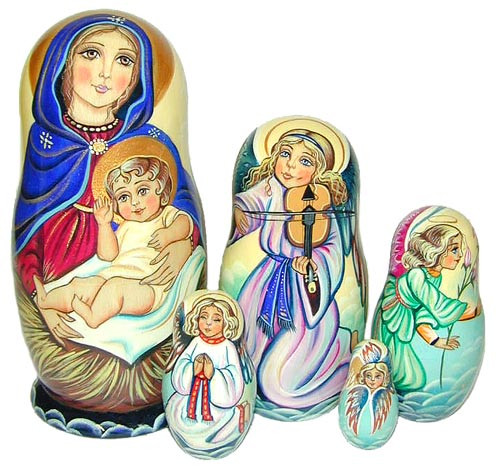 Nativity with Angels | Religious Theme Matryoshka Nesting Doll