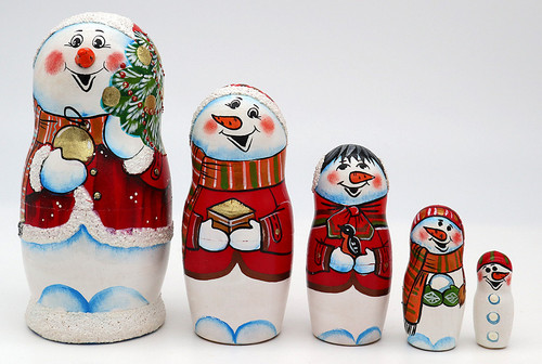 Happy Snowman 5 Piece Set | Matryoshka / Nevalashka Doll