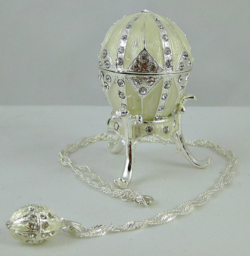 Peaceful - Silver Egg with Necklace | Faberge Style Egg