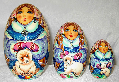 Snow Maiden with Bear Cubs | Matryoshka / Nevalashka Doll