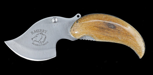 Pocket Ulu Knife with Caribou Antler Handle | Alaskan Knife