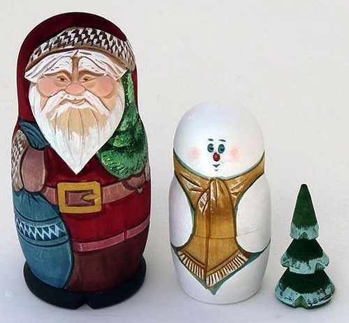 Russian Christmas 3 Piece set | Matryoshka / Nevalashka Doll