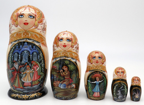 Snow Maiden with Forest Friends | Fine Art Matryoshka Nesting Doll