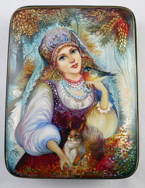 ヴィンテージ ロシア製 伝統工芸品 漆細蜜画箱 雪娘 トロイカ 2個