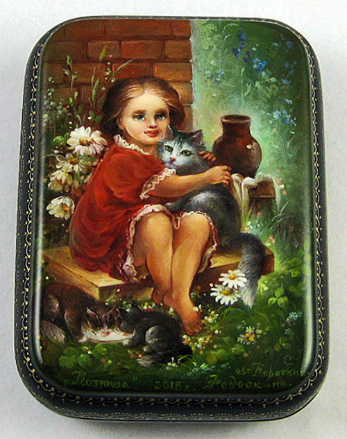 Girl with Cats | Russian Lacquer Box