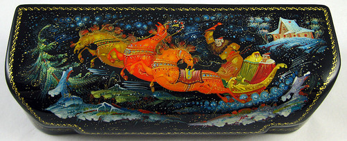 Winter Troika by Kolov | Palekh Lacquer Box