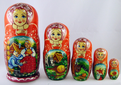 Kolobok - Little Round Bun by Lonchenkova | Fine Art Matryoshka Nesting Doll