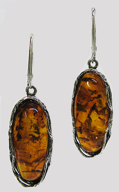 Cognac Amber Oval Earrings | Baltic Amber