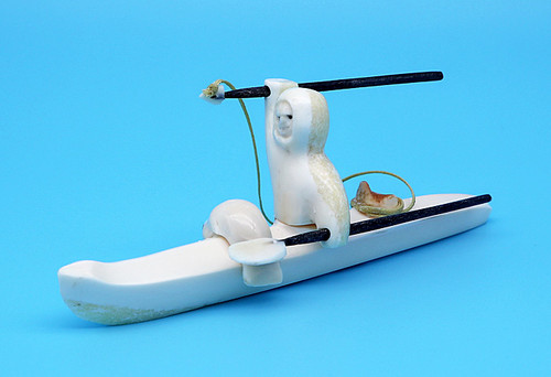 Kayaker with a Seal | Alaskan Ivory Carving 
