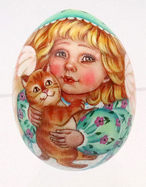 Angel with Kitten Egg - Christmas Ornament