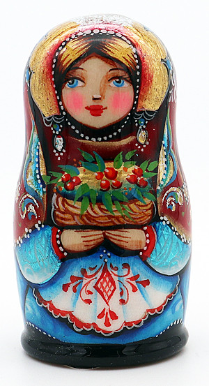 置物 COMPANY / Girl & Tree Cherry matryoshka Single Wooden Matryona - Berry Picker | Matryoshka and Nevalashka