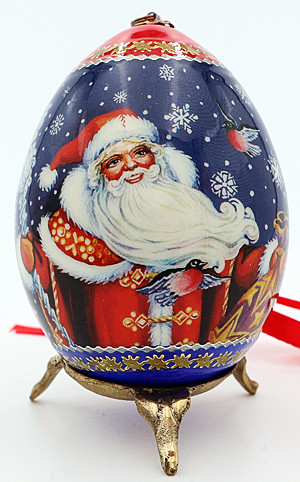 Santa and Snow Maiden Christmas Ornament Egg