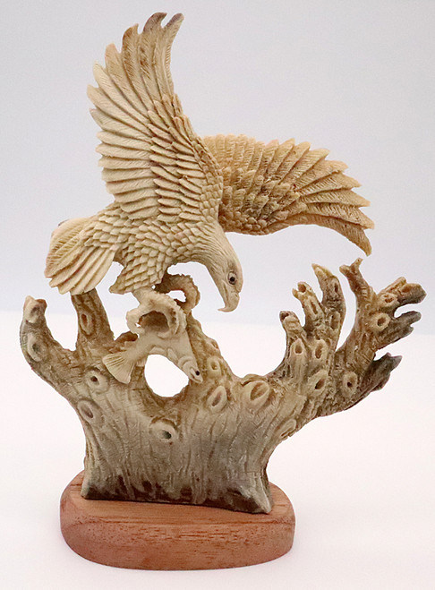 Bald Eagle with Fish Moose Antler Carving | Bone and Antler Carvings