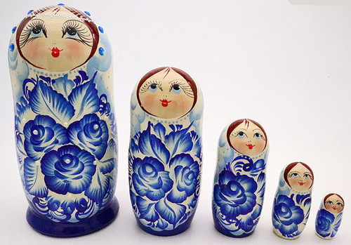 Traditional Matryoshka - Blue Roses