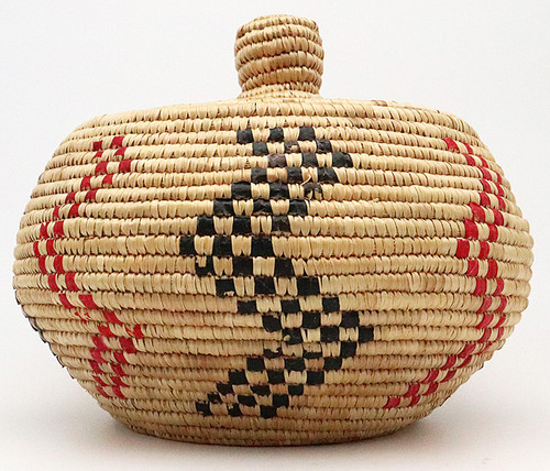Antique Tlingit Native Hand Woven Basket - Rattle-Top
