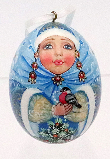 Snegurochka Lacquered Egg Christmas Ornament