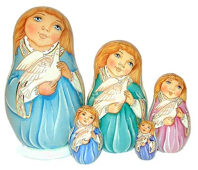 Angel with Doves | Religious Theme Matryoshka Nesting Doll