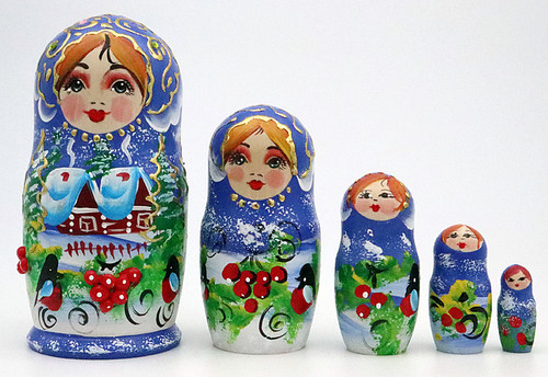 Snow Maiden with Bullfinches | Matryoshka / Nevalashka Doll