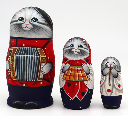 Cats Family - Musicians | Fine Art Matryoshka Nesting Doll