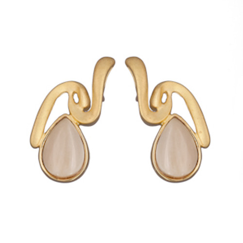 Fossil Mammoth Teardrop Earrings - Gold Plated