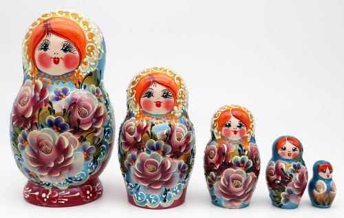 Flower Maiden - Pink Roses | Traditional Matryoshka Nesting Doll