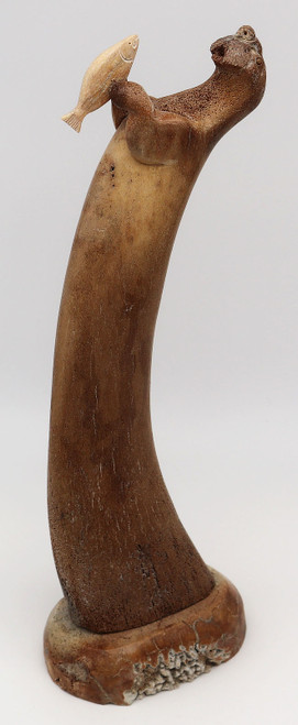 Sea Otter with a Fish by Eugene Romanenko | Whalebone Carving