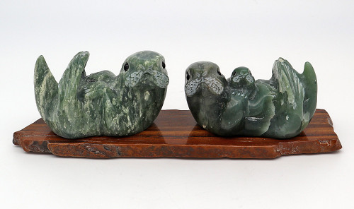 Sea Otters Family | Bronze and Soapstone