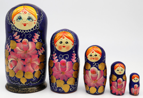 Floral Maiden - Blue | Traditional Matryoshka Nesting Doll