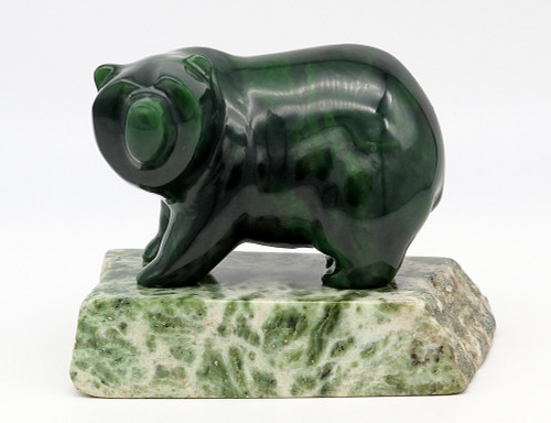Large Jade Bear on Jade Base | Gemstone Carvings