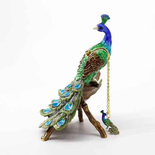 Stunning Peacock | Bejeweled Enamel Boxes