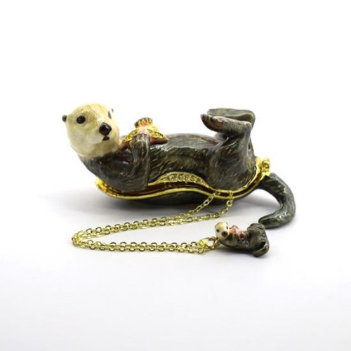 Whimsy Sea Otter | Bejeweled Enamel Boxes