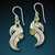 Silver and Peridot Leaf Earrings