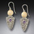 Fossilized Mammoth Ivory and Amethyst - Arrowhead Earrings
