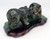 Green Soapstone Bears with a Fish | Bronze and Soapstone