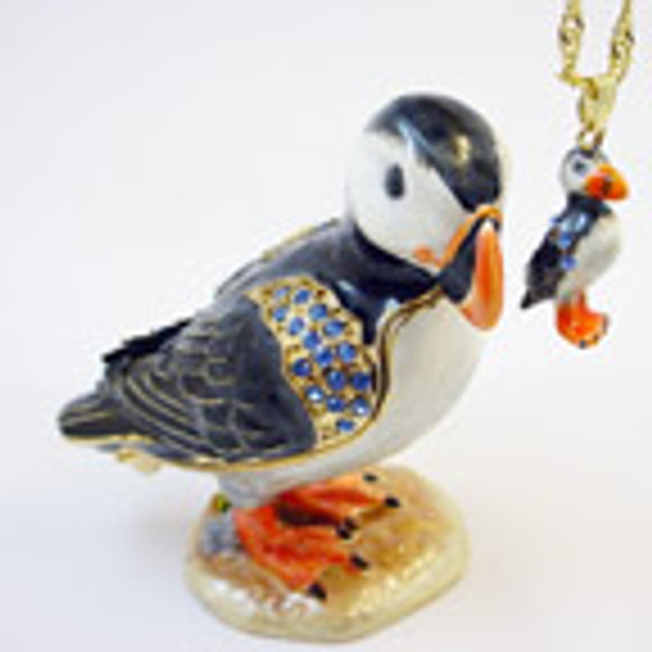 Proud Puffin | Bejeweled Enamel Boxes