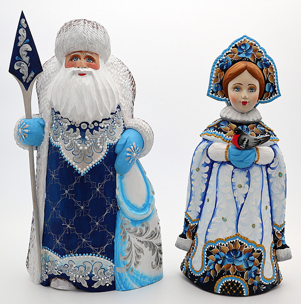Father Winter and Snow Maiden - Blue | Grandfather Frost / Russian Santa Claus