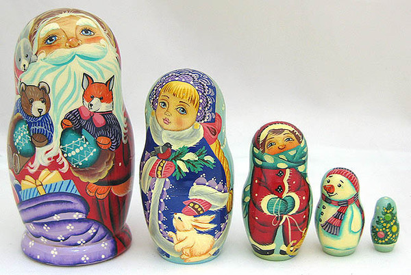 Santa with Animals | Matryoshka / Nevalashka Doll