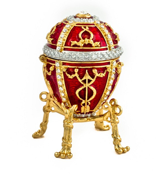Egg with an Arrow - Red with a clock | Faberge Style Egg