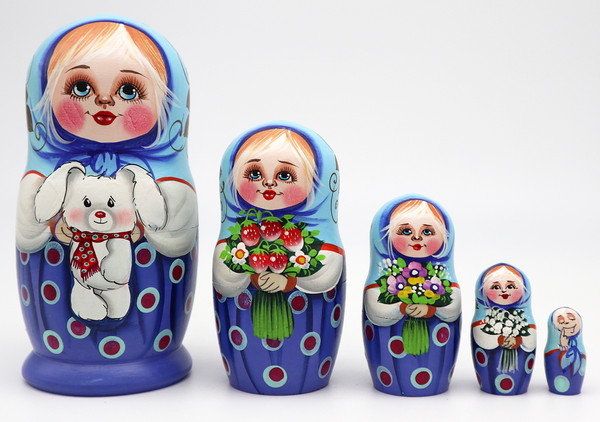 Girl with White Rabbit | Fine Art Matryoshka Nesting Doll