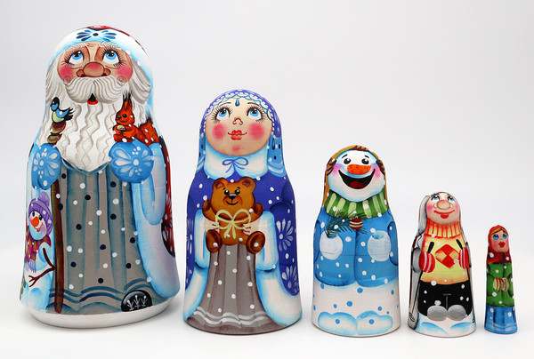 Santa with Two Snowmen | Matryoshka / Nevalashka Doll